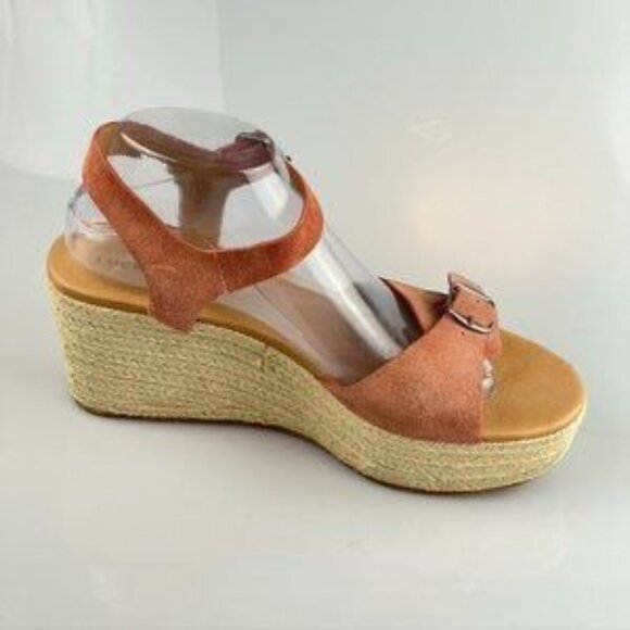 Lucky Brand Womens Orange Platform Wedge Sandals Size 10M Leather Upper Adjustab - Picture 8 of 11
